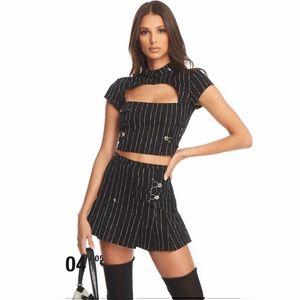 I.AM.GIA Heather Skirt Black and White Pinstripe